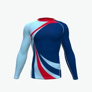 Oem Blank Surf sport Rashguard stampato camicia a compressione manica lunga Mma Logo personalizzato poliestere sublimazione Rash Guard per gli uomini