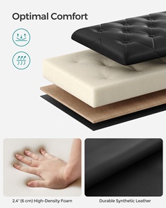Banc de rangement rembourré <span class=keywords><strong>SONGMICS</strong></span> en similicuir tufté, imperméable, pour entrée ou chambre, avec ottoman de rangement - Product Image 3