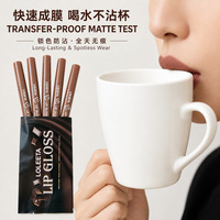Cosmétiques en gros transfrontaliers, origine Zhejiang, ensemble de cinq gloss à lèvres thème chocolat, rouge à lèvres mat anti-transfert, collection basique