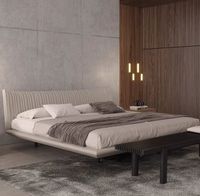 Italienisches Design Modernes Schwebendes Bett Modernes Einfaches Leder-Villa-Bett Großes Flaches Masterbett Doppelbett