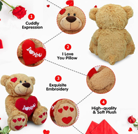 Je t'aime ours en peluche 14 pouces ours en peluche avec oreiller coeur rouge cadeau en peluche Animal en peluche