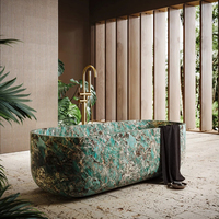 Baignoire autoportante en pierre naturelle JZ Stone, surface polie, écologique, durable, design moderne, pour salle de bain, villa, hôtel, usage extérieur