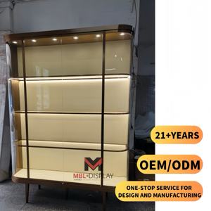 خزانة عرض جدارية زجاجية مخصصة مع إضاءة LED، واجهة عرض للبيع بالتجزئة، رفوف عرض مجوهرات للمتاجر، للبيع بالجملة في السوق - Product Image 1