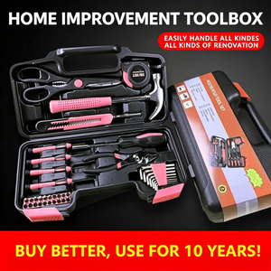 Kit d'outils ménagers rose : marteau à griffes, ruban à mesurer, ensemble de réparation portable pour électricien, mallette à outils manuels pour usage domestique 315 mm - Product Image 4