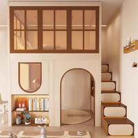 Lit mezzanine moderne JS avec escalier de rangement, bureau intégré et bibliothèque - Cadre en bois massif, mobilier multifonctionnel pour chambre d'enfant