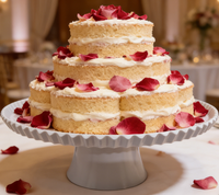 Support à gâteau en mélamine blanche de 10 pouces avec bord cannelé et base amovible pour la présentation de desserts de mariage