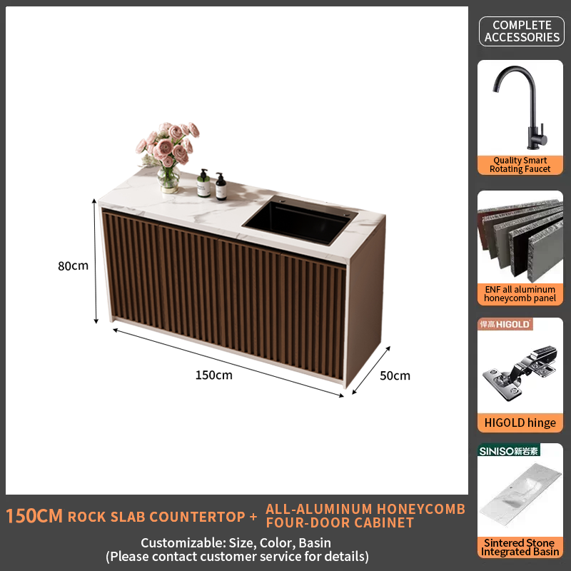 150Rock Slab Countertop + Four Door Cabinet