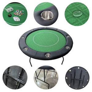 Mesa de Póker Profesional Personalizada de Lujo, Negra, para 8 Personas, 120 cm de Diámetro, Verde, con Superficie Blanca, Portátil, para Casino - Product Image 1