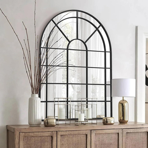 Grande <span class=keywords><strong>Specchio</strong></span> ad Arco Dorato Decorazione Murale Stile Fattoria, <span class=keywords><strong>Specchio</strong></span> Decorativo a Griglia per <span class=keywords><strong>Ingresso</strong></span>, Corridoio, Soggiorno - Product Image 4