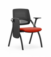 Chaises pliantes en métal en gros, chaises de conférence de bureau en maille, chaises de formation avec tablettes d'écriture, chaises d'écriture pour étudiants