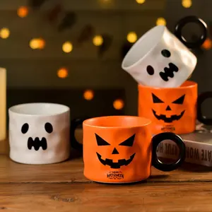 Taza de calabaza creativa de café personalizada, Taza de cerámica de moda para Halloween, truco o trato, festivales, recuerdo bonito, Taza de cerámica de agua