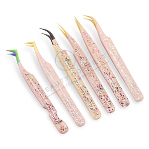 Fiber Tip Volume Lash Multicolor Glitter Series Professional <b>Boot</b> 90 45 Degree Tip Curved Volume Eyelash Extension Tweezers - Product Image 1