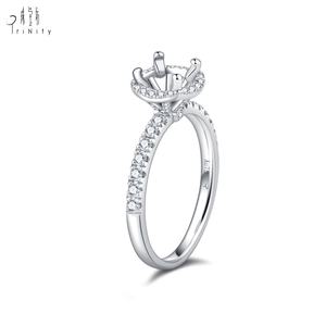 Anillo de compromiso semimontado con halo de diamantes naturales y oro macizo de 18 quilates, diseño clásico, proveedor de Hong Kong, para mujer, boda - Product Image 2