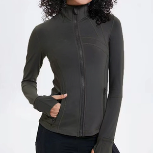Женская спортивная куртка для йоги с золотой молнией, короткая, с воротником-стойкой, для фитнеса, из складских запасов США - Product Image 2