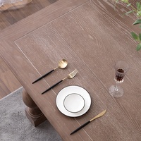 Table à manger rectangulaire rustique en bois massif style américain, chêne vieilli vintage français, 8 places, pour mariage, photos et mobilier de maison