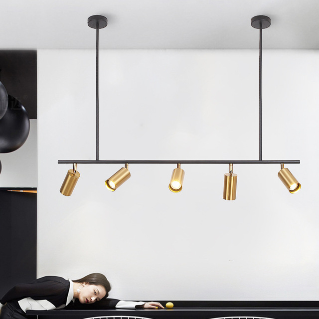 Nordic LED Golden Lighting Chandelier for Barber Shops Clothing Stores Exhibition Halls Corridors Stylish Pendant Spotlights