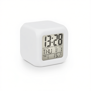 RGB Color Alarm <b>Clock</b> <b>Digital</b> Desk <b>Clock</b> With Temperature Display Multicolor LED Night Light For Bedroom Or Office Use - Product Image 1