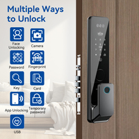 Cerradura Inteligente 3D KK con Huella Dactilar, RFID, NFC, Código, Wi-Fi, Aplicación, Almacenamiento en la Nube/Tarjeta de Memoria, Aleación de Aluminio para Puertas de Madera/Acero