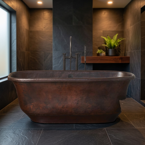 Elegant Luxury Vintage Antique Hammered Copper Bathtub Freestanding Handmade Oval Customizable Eco-Friendly Portable Adults - Product Image 3