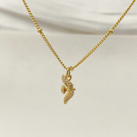 Collier avec pendentif oiseau plaqué or 18 carats avec pierres en zircon, chaîne minimaliste unisexe