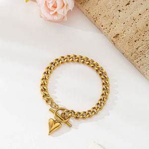 Custom Charm <b>Bracelet</b> Luxury Non Tarnish 14k 18k <b>Gold</b> Plated 316l Stainless Steel Flower Heart <b>Bracelet</b> for Women - Product Image 5