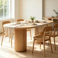 Table de salle à manger moderne sur mesure en bois massif blanc patiné, avec chaises en rotin, ensemble rectangulaire ou ovale pour 6 à 8 personnes