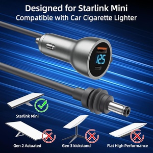 Cho Starlink <span class=keywords><strong>Mini</strong></span> Kim Loại Bền Car Charger Adapter Để DC Cáp Điện 3M 10ft 12V-24V Điện Áp Hiển Thị <span class=keywords><strong>USB</strong></span>-C 30W <span class=keywords><strong>USB</strong></span>-A 35W Cổng - Product Image 2