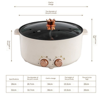 Grande Capacité - Nouvelle Cocotte Électrique Mandarin Yuanyan avec Couvercle en Verre Trempé, Double Contrôle de Chauffage Indépendant, Fonction Friture, Antiadhésive, Facile à Utiliser