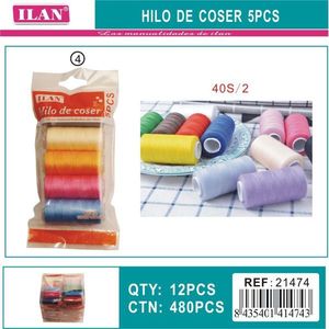 Filo da Cucito Ilan 5 Pezzi 40S/2 Colorato Assortito per Lavori Artigianali - Product Image 3