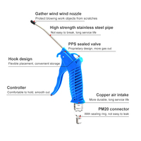 Pistolet à air comprimé haute pression HYCNC, kit de nettoyage de la poussière, tuyau flexible en PU de 6 m, plastique et acier inoxydable, certifié CE