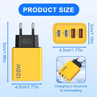 Pengisi Daya Dinding USB-C PD 120W 4 Port, Pengisian Cepat 3.0, Adaptor Ponsel OTP Pengisian Cepat