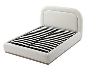 Кровать с изголовьем-козырьком и местом для хранения, светло-бежевая, для спальни - Product Image 3