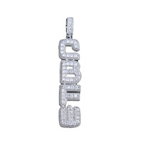 Pendentif personnalisé avec initiale en police verticale NUOYA, entièrement serti de pierres, plaqué argent, pendentif personnalisé avec lettre en CZ, plaque de nom, bijoux