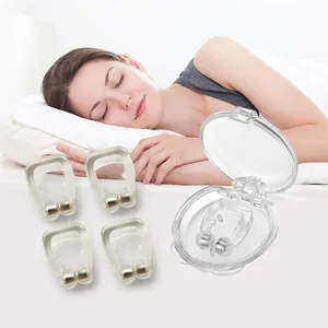 Fourniture de soins de santé pour l'apnée du sommeil, pince-nez anti-ronflement en silicone de nuit, dispositif anti-ronflement, dispositif de sommeil, 4 pièces