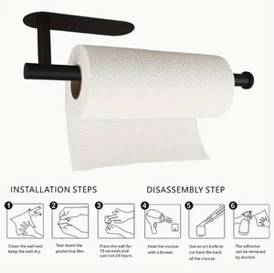 Adhesive Paper Towel Holder – Wall Mount Tissue <b>Roll</b> Dispenser, Under Cabinet Napkin <b>Rack</b>, Toilet Paper Holder – No Drill, Water - Product Image 3