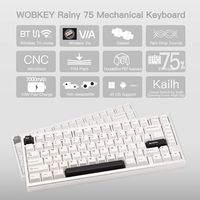Clavier mécanique en aluminium CNC OEM ODM Rainy 75 avec interrupteurs HMXJWKCocoa, connectivité triple mode Pro, argent