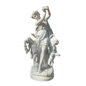 Estatua de Mármol de <span class=keywords><strong>Zeus</strong></span> para Exteriores, Escultura de Piedra de Mármol Blanco con Figura de Animal Bebé y Mujer - Product Image 1