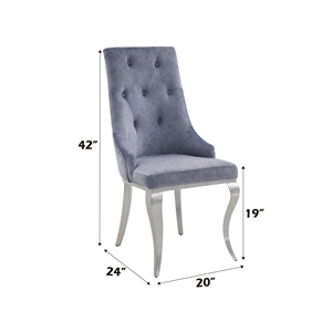 <b>Gray</b> Fabric & Metal Legs Convertible <b>Dining</b> <b>Chair</b> Set of 2-Modern Design for Home <b>Dining</b> - Product Image 3