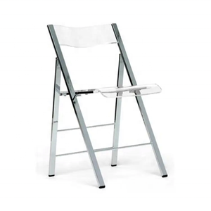 Chaise de mariage pliable en acrylique transparent à prix compétitif chaises de restaurant en acrylique transparent à ossature métallique dorée - Product Image 2