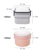 Boîte à bento portable de style japonais pour enfants Boîte à lunch double couche pour micro-ondes Boîte à lunch carrée ronde et étanche en plastique personnalisée