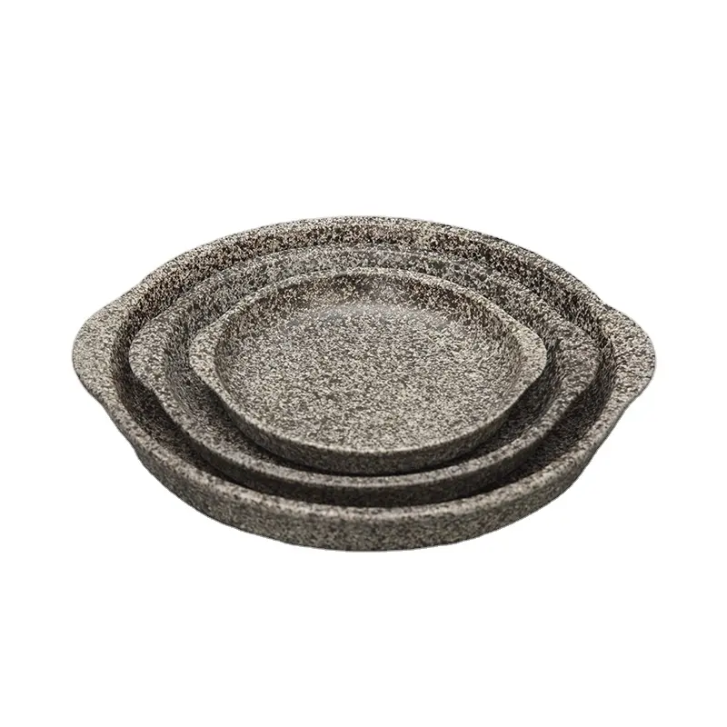 WEIYE 2021 hot design 6.5/8.5/11 inch natural granite texture round porcelain dish baking pan