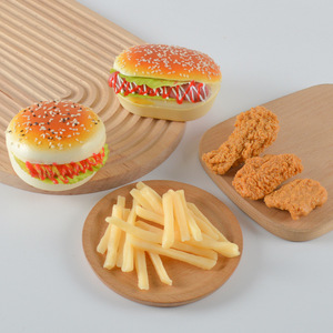 Simulación estereoscópica 3D de hamburguesa, papas fritas, pollo frito, comida para picar, decoración del hogar, decoración del refrigerador, restaurante - Product Image 1