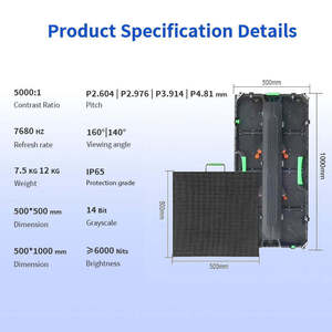 P2.6 - P4.81 Indoor and outdoor rental LED display <b>screens</b>, 500x1000mm <b>panels</b>, 5x3m video wall, suitable for stage events - Product Image 5