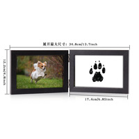 Kit de cadre photo moderne et écologique pour empreintes de pattes d'animaux, double pliage, en bois, pour extérieur et chambre, commémoratif