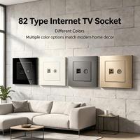 Prise murale UBARO 82*82mm type RJ45TV, panneau en verre trempé, cadre métallique, IP20, prises pour ordinateur et télévision à faible tension