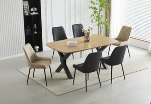 Bàn ăn hình chữ nhật hiện đại phong cách Bắc Âu sang trọng, có thể chuyển đổi & gấp gọn, mặt veneer gỗ sồi, có thể mở rộng & kéo dài, nội thất gia đình - Product Image 2