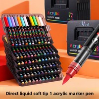 Marqueur liquide acrylique noir non effaçable à pointe souple pour étudiants, idéal pour la peinture artistique et l'aquarelle, modèle 2508