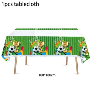 Màu xanh lá cây bóng đá theo chủ đề dùng một lần Bộ đồ ăn giáng sinh nhật trang trí bên ly tấm giấy Khăn trải bàn bé tắm - Product Image 5