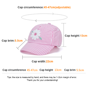 Gorra de Béisbol Infantil Personalizada de 5 Paneles, de Algodón con Rayas Rosas Bordadas, Gorra Deportiva de Verano con Protección Solar para Niñas - Product Image 2