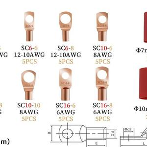Terminaux à sertir en cuivre de type U, 80 pièces, avec boîte de gaines thermorétractables, pour connexions de câblage électrique - Product Image 2